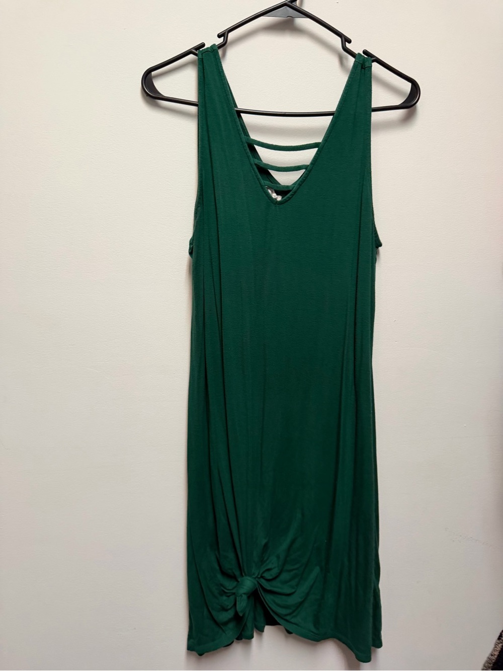 Maurices Dark Green Midi Knot-Front Tank Dress